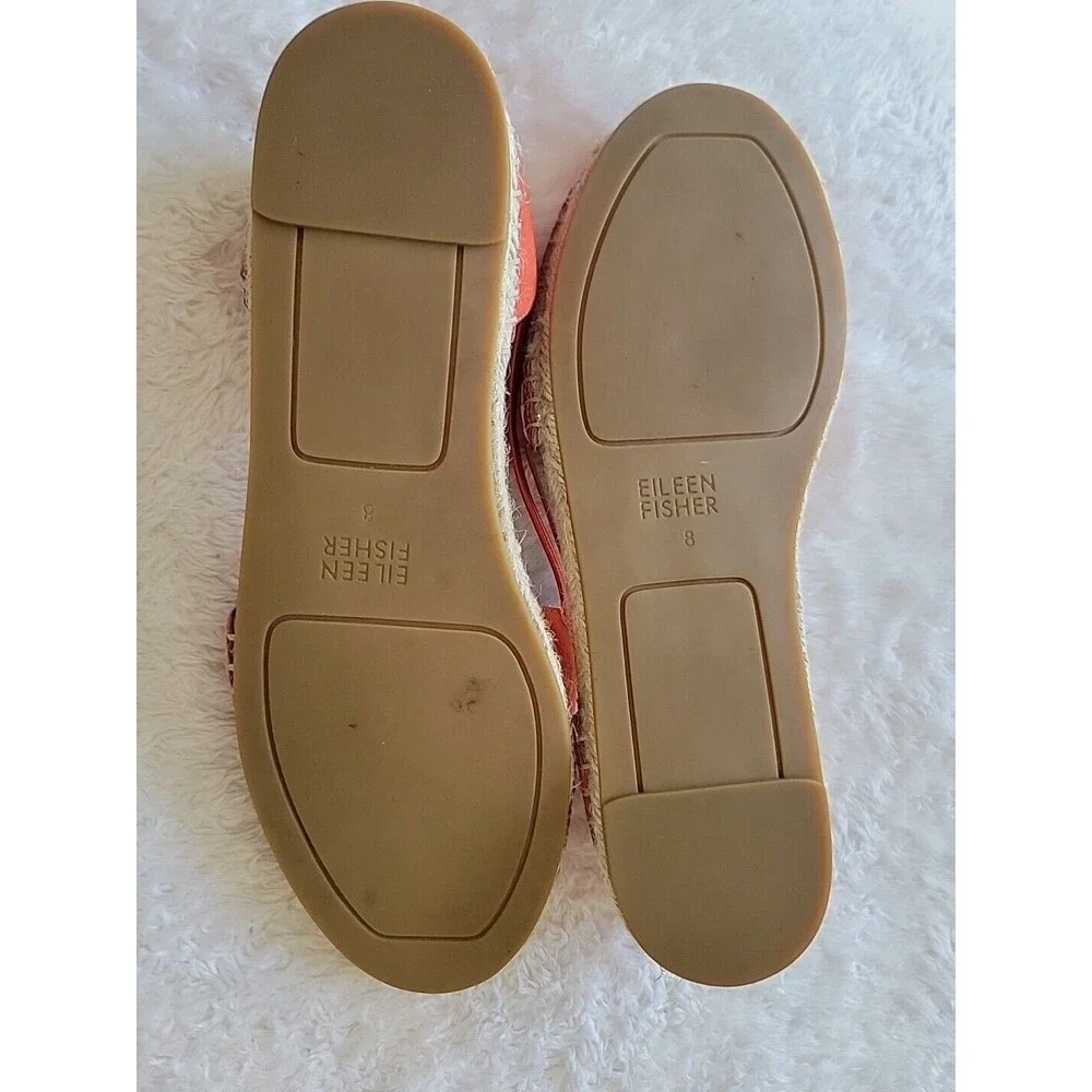 Eileen‎ Fisher Shoes LEE Rust Nubuck Leather D'Orsay Espadrilles Flats Size 8